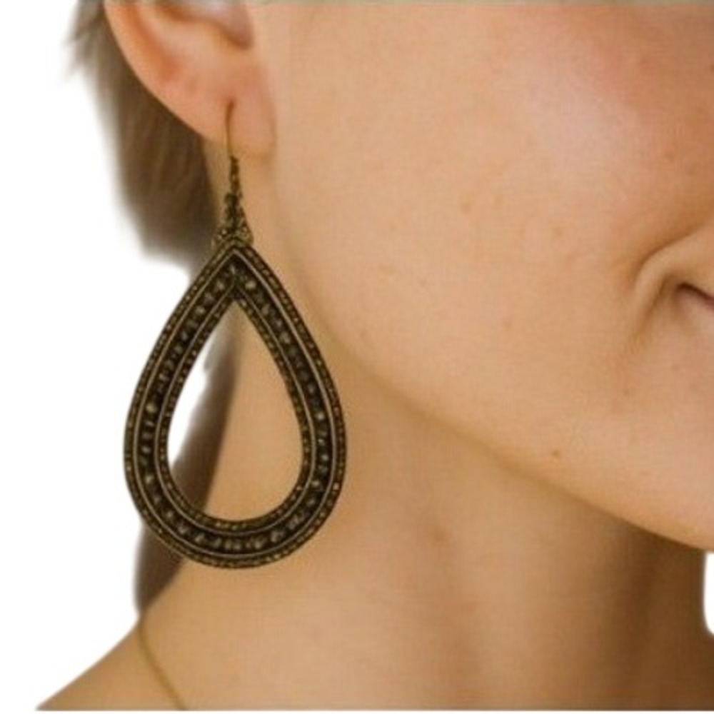Hildie & Jo Oasis Women's Antique Brass Tone Beaded Dangle Teardrop Earrings